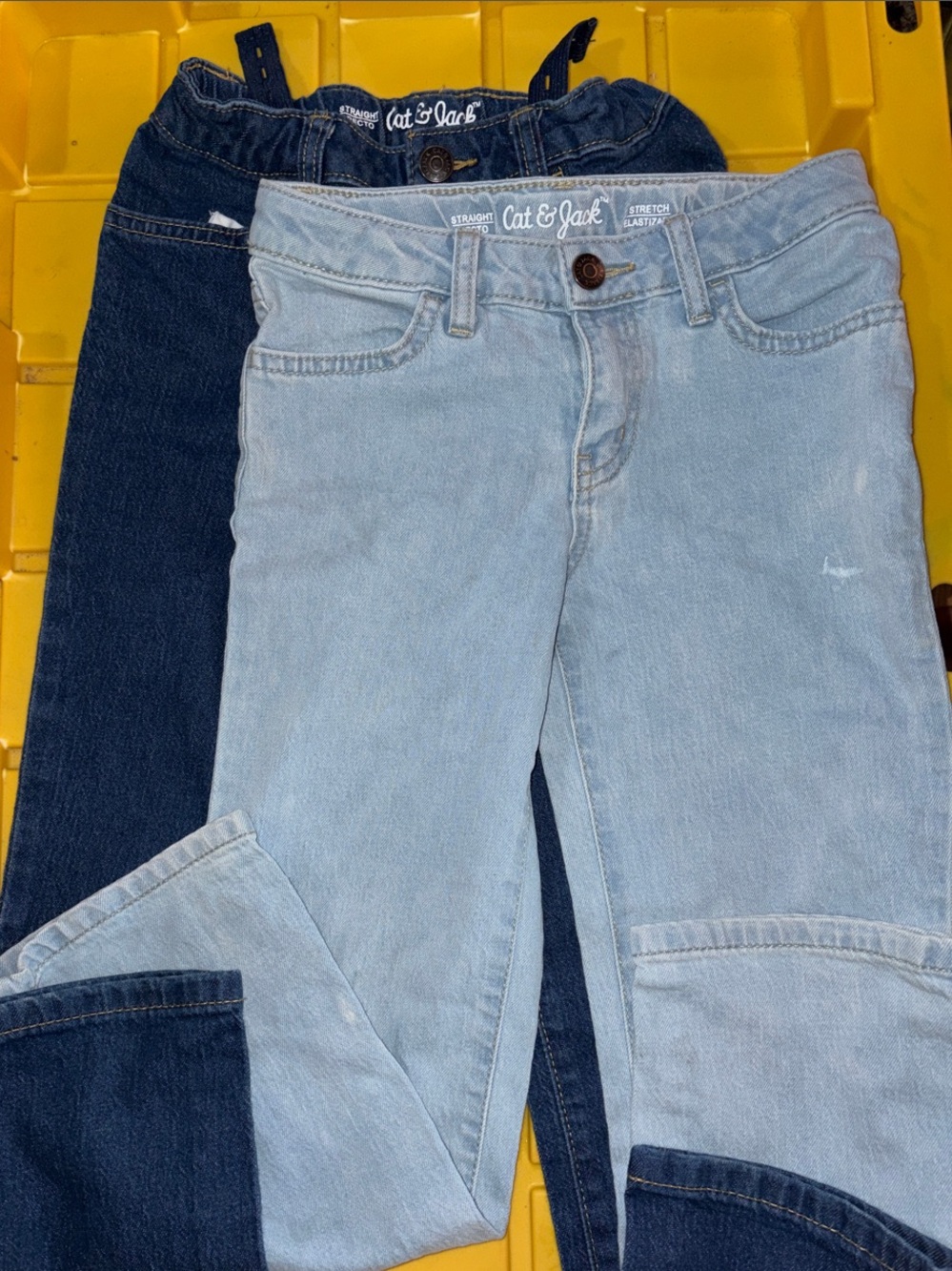 Cat & Jack Girls' Two-Tone Skinny Jeans - Light Blue & Dark Blue